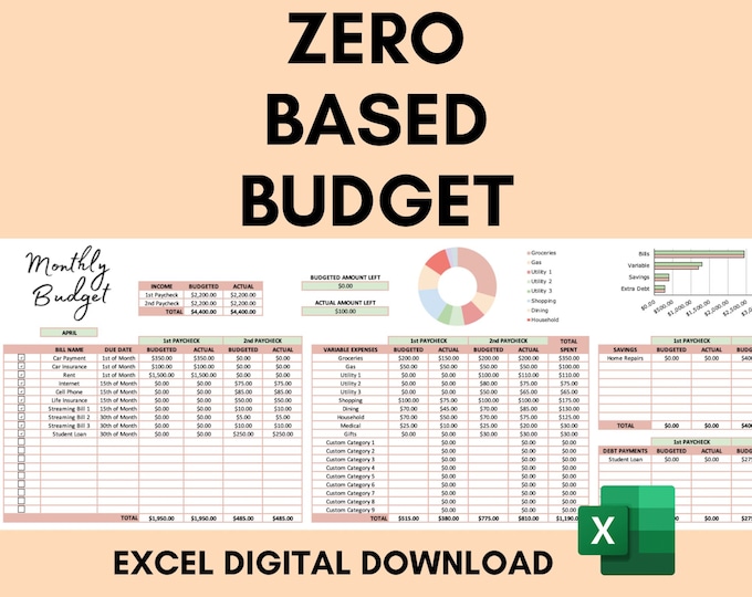 Zero-based Budget Spreadsheet Monthly Budget Planner Excel Zero Based ...