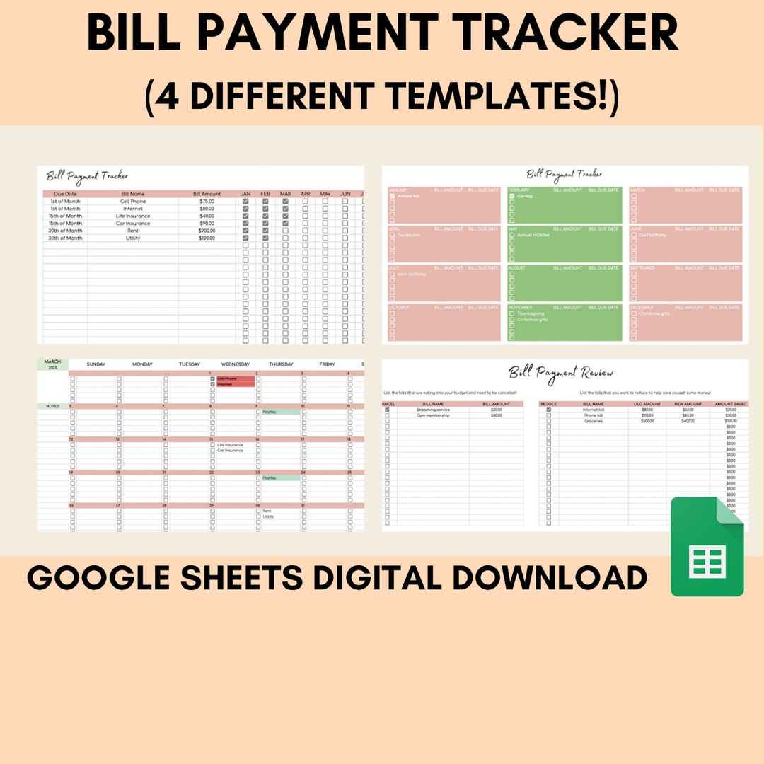 Bill Tracking Spreadsheet Bill Payment Tracker Template Sheet Google ...