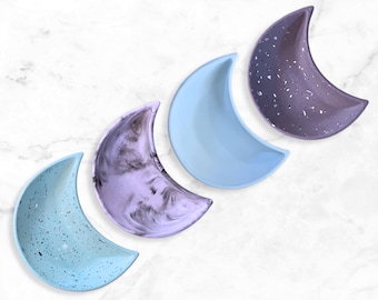 Plato con forma de llave de luna personalizado / Plato de cemento para todo / Cuenco para joyas hecho a mano / Bandeja de cerámica para baratijas / Decoración de brujas / Regalos navideños únicos