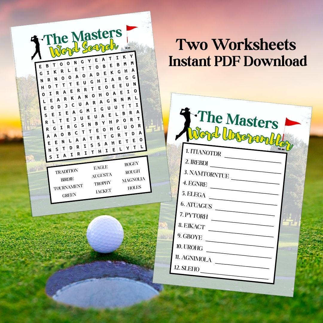 Masters Themed Golf Word Search and Unscrambler - Etsy