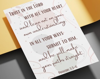 Trust in the Lord with All Your Heart – Proverbs 3:5-6 Printable, Bible Verse Wall Art, Christian Home Decor, Digital Download