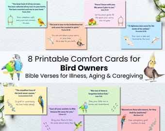 Printable Scripture Cards for Pet Loss or Illness | Bible Verse Encouragement for Bird Caregivers | Christian Gift for Grieving Pet Owners