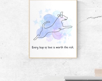Watercolor Dog Art Print – Uplifting Leap of Faith Quote (Digital Download)