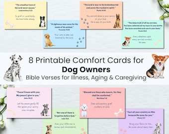 Printable Scripture Cards for Pet Loss or Illness | Bible Verse Encouragement for Dog Caregivers | Christian Gift for Grieving Pet Owners