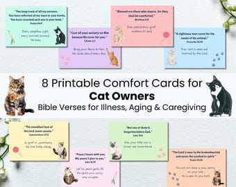 Printable Scripture Cards for Pet Loss or Illness | Bible Verse Encouragement for Cat Caregivers | Christian Gift for Grieving Pet Owners