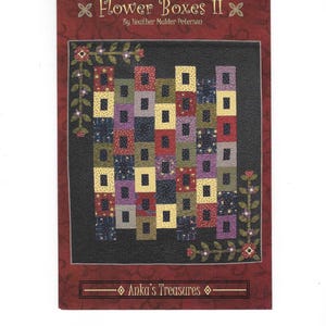 FLOWER BOXES II Quilt Pattern | 67 x 77&quot; Wall Hanging / Throw Blanket | Anka&#39;s Treasures #253 | 2005 | Applique |