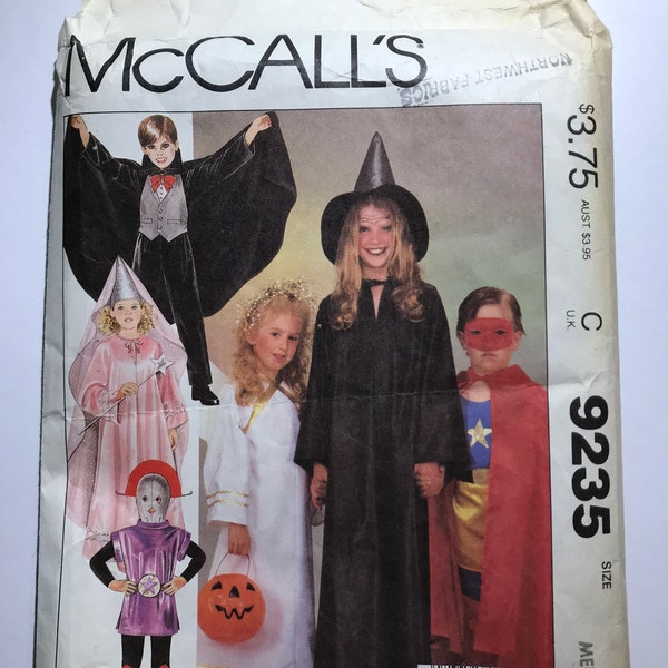 Vintage, 1984 | Child's Halloween Costume; Witch, Dracula, Angel, Princess | McCall's 9235 | Size 6-8, Med | Theater, Dress-Up | sewcos9235