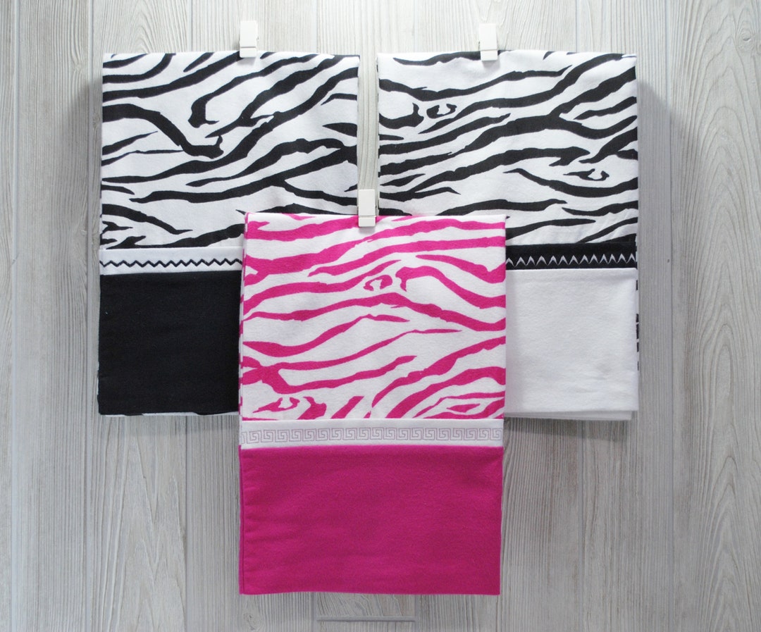 ZEBRA STRIPES Standard Queen Size Pillowcase Flannel Fabric Ready to