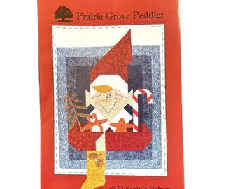 Muurquilt SANTA'S HELPER 28 x 45 inch | Patroon op volledige grootte | Country Threads #166 | Appliqué | Quilten | 2004 | Elf & Toys Kous Snoep