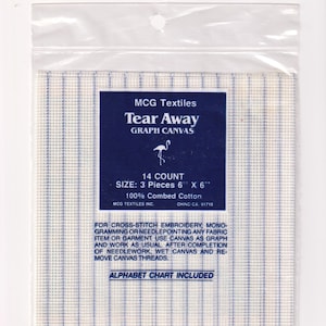 3 Pieces - 6"- 14 Count Tear Away Graph Canvas | MCG | Cotton | Cross Stitch | For Home Decor Clothing Christmas Stocking & More