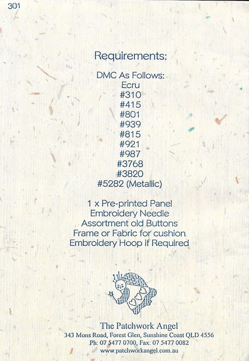 MY SEWING ANGEL Embroidery Pattern Kit - Stitch Guide & Pre-printed ...