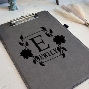Monogram Engraved Leather Clipboard, Custom Zodiac Engraved Clipboard, Clipboard for Office, Clipboard for Teachers, Custom Leather  Gift