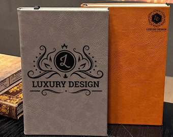 Custom Name Engraved Vegan Leather Journal, Customized Gifts, Personalized Leather Notebook, Custom Initialized Diary