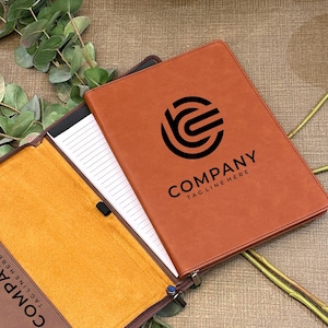 Portafolio de empresa personalizado, Portafolio corporativo recargable personalizado, Portafolio personalizado con cremallera, Portafolio de cuero vegano personalizado, Logotipo