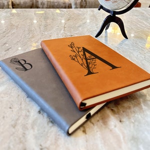 Personalize Your Initial Vegan Leather Journal, Customized Gifts, Personalized Leather Notebook, Custom Name/Initial Notebook for Writers