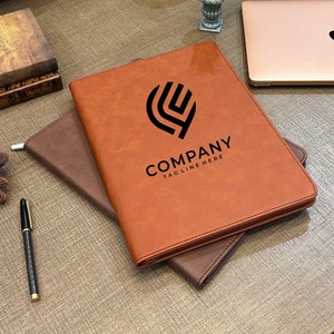 Portafolio de empresa personalizado, Portafolio corporativo recargable personalizado, Portafolio personalizado con cremallera, Portafolio de cuero vegano personalizado, Logotipo