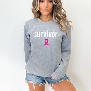 Breast Cancer Survivor pink ribbon women's Unisex Crewneck Sweatshirt mastectomy gift chemo port gift