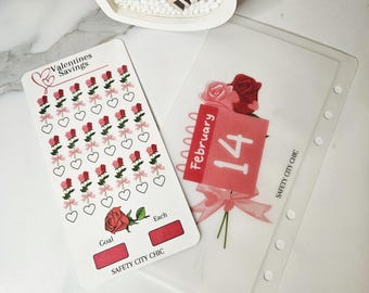 A6 Valentines Savings Challenge Envelope and Tracker