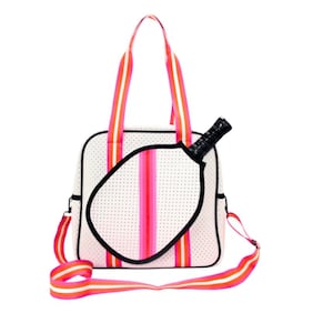 Pickleball Bag White & Hot Pink | Adjustable Cross body Bag, Sling Bag,  Paddle Shoulder Bag, Designer Series Bag, Durable Bag