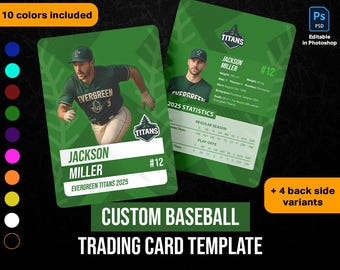 Baseball Trading Card Template for Photoshop – PSD Sports Card Design | Printable Digital Download