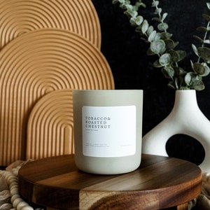 Tobacco & Roasted Chestnut - 100% Soy Wax Candle, Wooden Wick