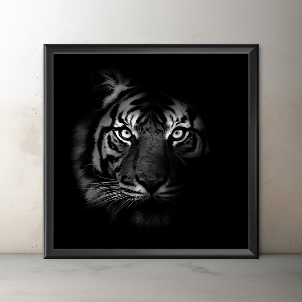 Sumatran Tiger Print, Unframed Tiger Art, Monochrome Tiger Photograph, Fine Art Animal Photography, Original Wildlife Photography