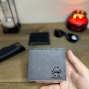 Personalized Kids Name Engraved Vegan Leather Custom Dad Wallet Bestselling Father's Day Gift Idea For Dad Wallet From Children to Father image 6