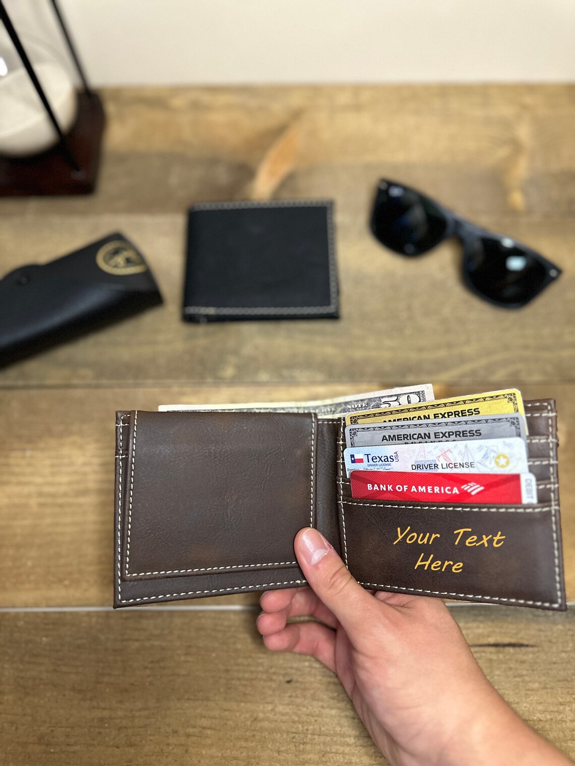 Dad Leather Wallet With Children Names, Custom Leather Engraved Wallet ...