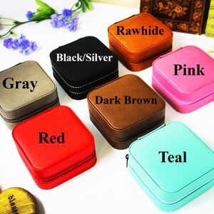 Birth Flower Jewelry Travel Case, Birth Month Flower Gift, Personalized Birthday Gift, Leather Jewelry Travel Case, Custom Jewelry Case immagine 9