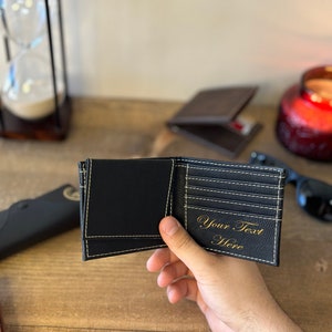 Personalized Kids Name Engraved Vegan Leather Custom Dad Wallet Bestselling Father's Day Gift Idea For Dad Wallet From Children to Father image 8