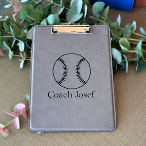 Custom Baseball Coach Clipboard, Gift For Baseball Coach, Engraved Clipboard Gift, Personalized Leather Clipboard,Baseball Leather Clipboard