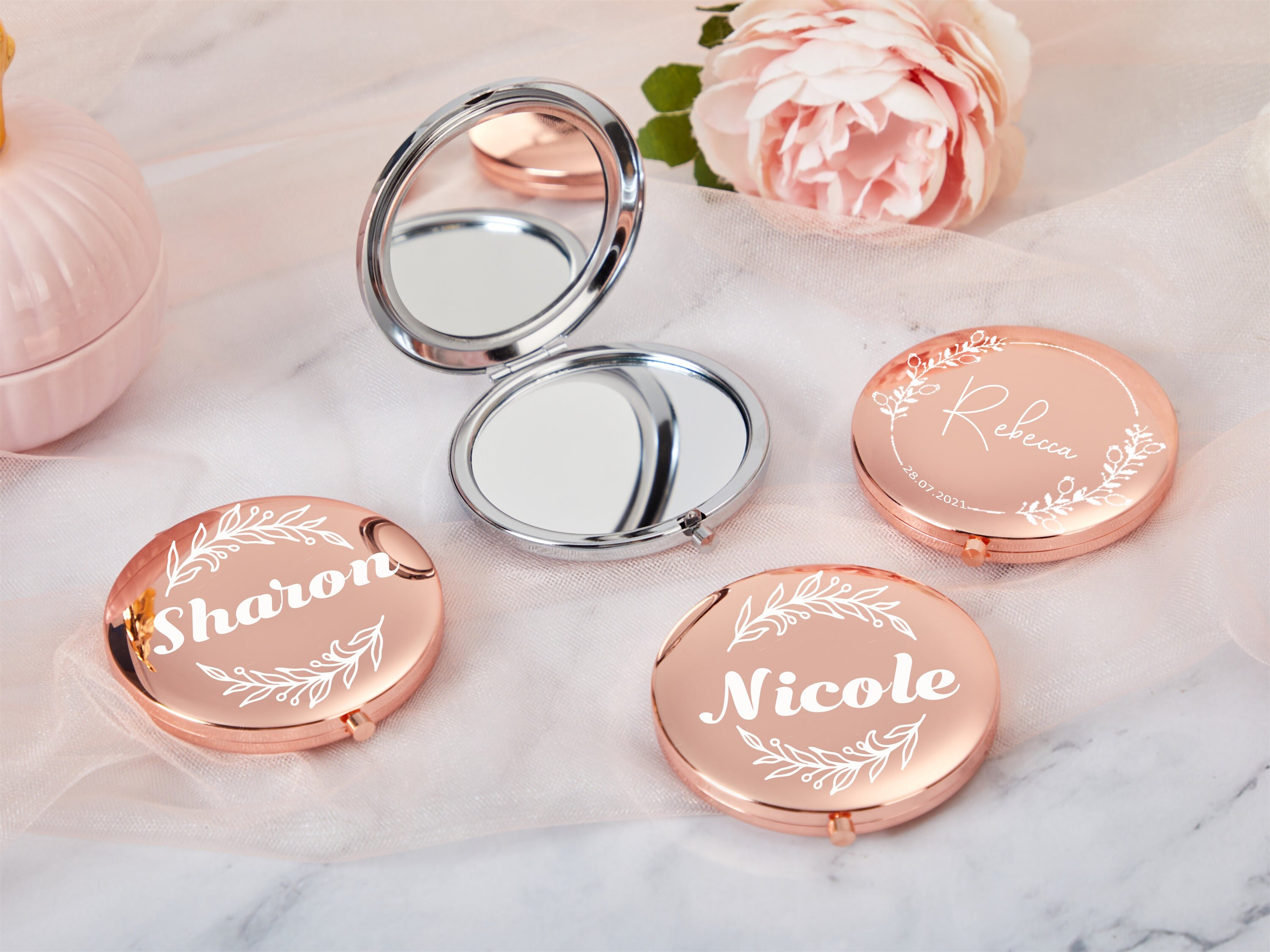 Personalized Compact Mirror Bridesmaids Mirror Custom Name Etsy