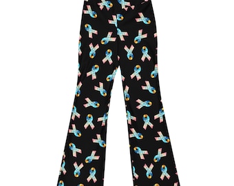 Tienda benéfica oficial de CDH - CDHARAB - (1) Leggings acampanados con cinta de concientización sobre la hernia diafragmática congénita