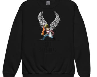Tienda benéfica oficial de CDH - CDHSH- Sudadera juvenil de cuello redondo con el lema "Superhéroe de la concientización sobre la hernia diafragmática congénita" (6)