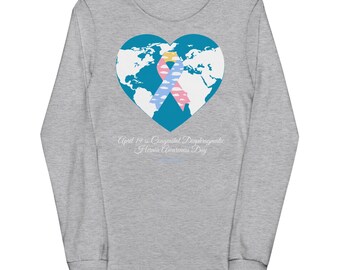 Tienda benéfica oficial de CDH - CDHA19- (1) El 14 de abril es el Día de Concientización sobre la Hernia Diafragmática Congénita Camiseta de manga larga para jóvenes