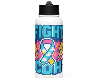 Tienda benéfica oficial de CDH - CDHAR--(122) Lucha contra CDH Botella de agua de acero inoxidable con tapa con pajita