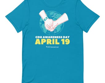 Tienda benéfica oficial de CDH - CDHA19- (19) El 19 de abril es el Día de Concientización sobre la Hernia Diafragmática Congénita. Camiseta unisex.