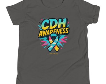 Tienda benéfica oficial de CDH - CDHAR---(124) Camiseta de manga corta juvenil de concientización sobre CDH