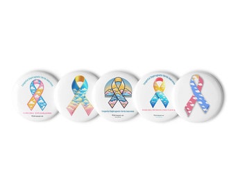 Tienda benéfica oficial de CDH - CDHAR - (50) Conjunto de botones con lazos de concientización sobre la hernia diafragmática congénita