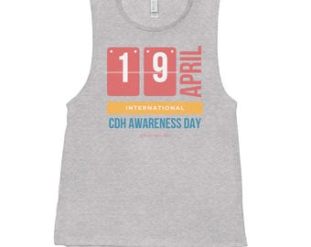 Tienda benéfica oficial de CDH - CDHA19- (2) El 19 de abril es el Día de Concientización sobre la Hernia Diafragmática Congénita. Camiseta sin mangas para mujer.