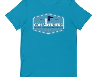 Tienda benéfica oficial de CDH - CDHSH- (15) Camiseta unisex de superhéroe de concientización sobre la hernia diafragmática congénita