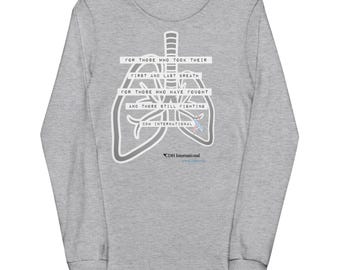 Tienda benéfica oficial de CDH - CDHL--(2) Camiseta juvenil de manga larga para concienciar sobre la hernia diafragmática congénita