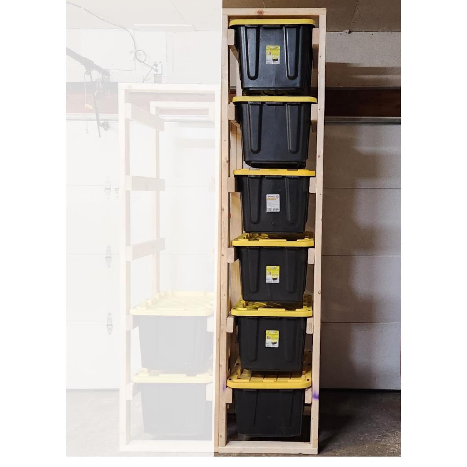 Storage Container Rack 2x4 DIY 2x4 Storage Rack Build Plan – Fits Six 27-gallon Totes | Beginner ...