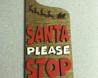 Wieszak na drzwi Santa Stop Here, plik Lightburn, tylko do pilnika laserowego