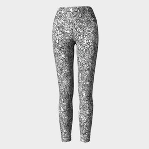 Women & Flowers colouring leggings for women with band image 4