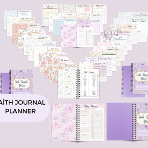 Faith Planner Bible Journal Printable, Digital Download, Instant download PDF, Devotional Planner, Bible Study Prayer Sermons Notes, Journal