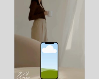 Maquete de dispositivo de vídeo, maquete de telefone, maquete de cartão digital, maquete de vídeo de mídia social, maquete animada de smartphone