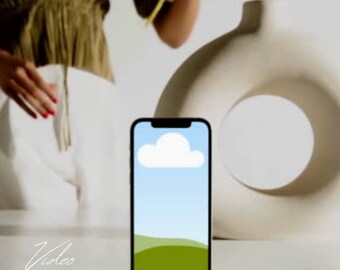 Maquete de dispositivo de vídeo, maquete de telefone, maquete de cartão digital, maquete de vídeo de mídia social, maquete animada de smartphone