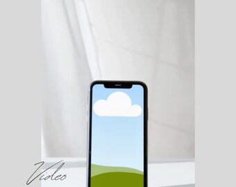 Maquete de dispositivo de vídeo, maquete de telefone, maquete de cartão digital, maquete de vídeo de mídia social, maquete animada de smartphone