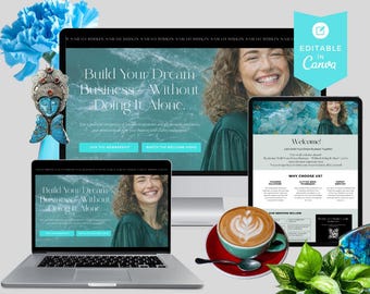 Canva für Mitglieder-Website, Kursverkaufsseite, Digitale Vorlage für Coaches, anpassbarer Landing Page Konvertieren von Verkaufstrichtern